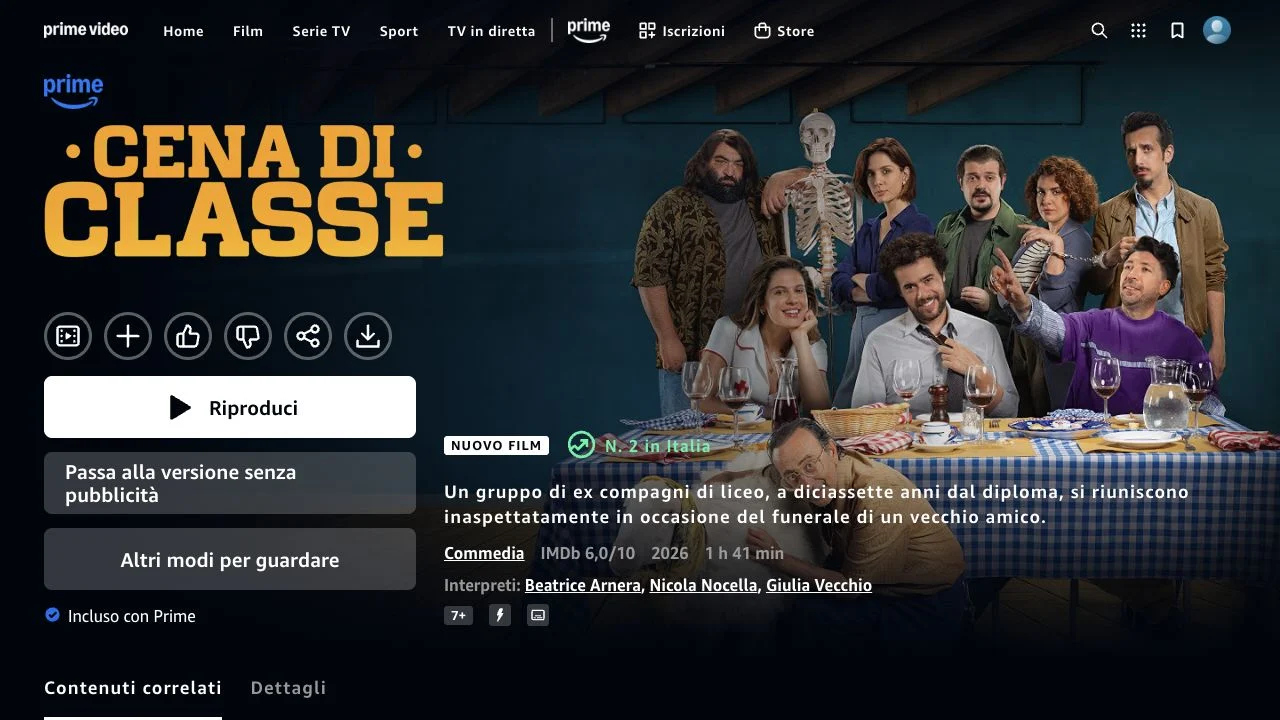 Cena di Classe disponibile su Prime Video
